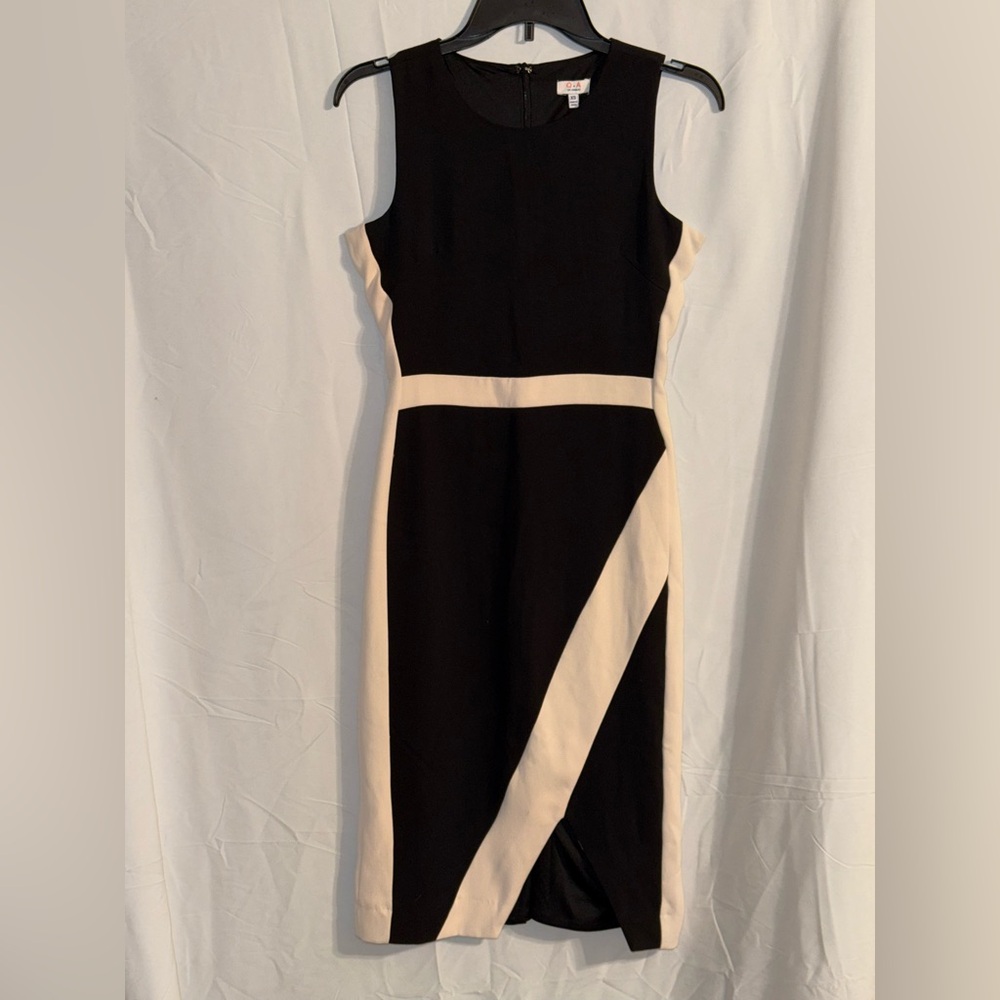 NWT Q+A Los Angeles Elegant Black and Cream Sleeveless Dress Size XS